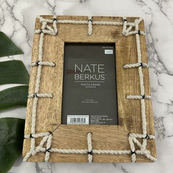 Nate Berkus Wood Rope Trim Picture Frame New Knotted Nautical Coastal 4x6 - Picture 2 of 3